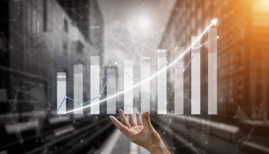 This image captures the essence of financial growth with a hand reaching towards a rising bar graph, symbolizing progress and success in a business context. Impute