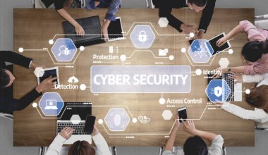 A diverse group of professionals collaborates on cyber security concepts during a workshop, emphasizing identity protection and access control in a digital landscape. Tessel