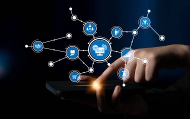 Explore the dynamic interaction between technology and users illustrated by a hand engaging with a smartphone, showcasing digital connections and modern data visualization. Tessel