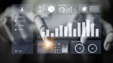 Robotic hand interacts with a futuristic digital dashboard showcasing various data visualizations, highlighting the integration of technology and analytics in modern design. Impute