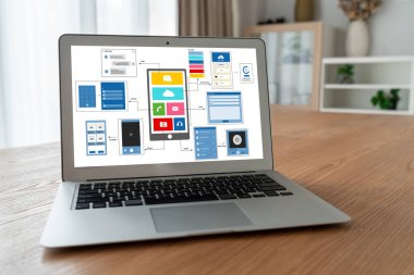 Model mobil uygulama ve web sitesi için UX UI tasarım süreci. Profesyonel uygulama geliştiricisi için kablo grafiğinin yaratıcı prototipi .