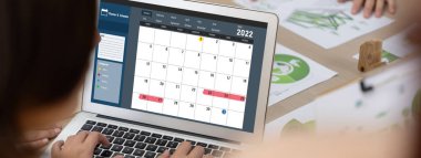 Kişisel organizatör ve çevrimiçi iş dünyası için hızlı zamanlama planlaması için bilgisayar yazılım uygulaması takvimiName