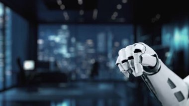 A robotic arm interacts with a digital interface featuring a secured lock, symbolizing advancements in cybersecurity and data protection technology in a modern environment. Auvana