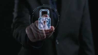 This image illustrates a digital security concept featuring a padlock overlaid on data visualization, emphasizing cybersecurity and information protection in business. Qubit