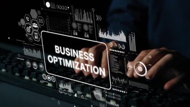 Modern Business Optimization Concept with Digital Interface and Data Visualizations for Enhanced Performance and Efficiency. Asymptotic smart data analytic.