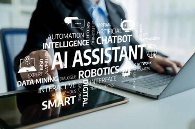 A businessman engaged in AI technology featuring keywords such as automation and robotics, showcasing the modern workspace and innovative solutions for efficiency. Tessel