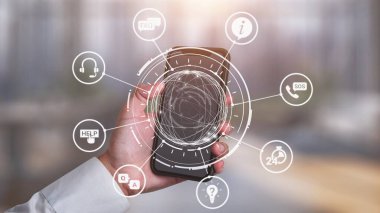 FAQ and online help icons show question, answer, and support system. FAQ improves online help experience, customer service quality, and FAQ knowledge access. Gist