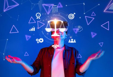 A conceptual representation showcasing the blend of artificial intelligence, legal governance, and ethical responsibility in today digital landscape. XDMCP