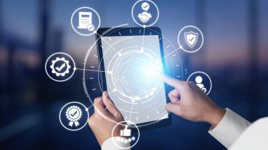 Quality approval and certification icons showing verified badge, standard check, award, trophy, inspection, rating, quality management, guarantee, trust, and compliance. Gist