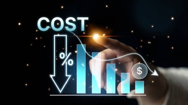 Dijital dönüşüm, iş maliyeti optimizasyonu, operasyonel maliyet azaltma, finansal tasarruf ve iş başarısı için kaynak verimliliği stratejileri yoluyla maliyet azaltma ve maliyet tasarrufu. Eğri