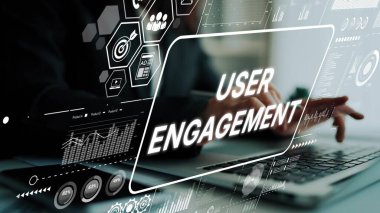 User Engagement Concept with Digital Interface and Data Visualization for Marketing Strategies and Analytics in Modern Business. Asymptotic smart data analytic.