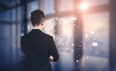 Veri, finans, analitik, ekomünikasyon, iletişim ve otomasyon kıtalar arası teknoloji ve bulut kesesi aracılığıyla küresel yapay zekayla çalışan dijital ağ ekosistemi