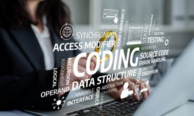 Explore key coding concepts through this engaging image featuring essential software development terms, ideal for educational and professional use in tech fields. Tessel