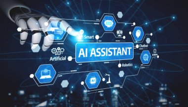 A futuristic interface featuring a robot hand interacting with various AI elements, representing advancements in technology and artificial intelligence solutions. Tessel