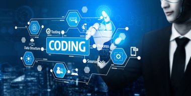 This image showcases an advanced coding interface featuring AI elements, highlighting the evolution of technology and programming in a modern business landscape. Tessel