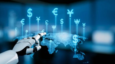 Sanal yardımcı araçlar, yapay zeka dönüştürme motorları ve yapay zeka kullanan küresel para platformları ile para değişimi. Çekirdek