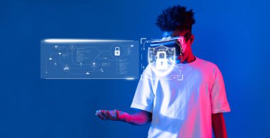 A young individual explores cyber security concepts and data protection using virtual technology, highlighting the significance of safety and innovation in the digital age. XDMCP