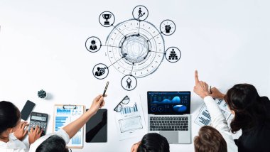 Leadership icons symbolize teamwork, vision, and decision-making. Leadership guides business, leadership inEntices growth, and leadership supports management success. Entice