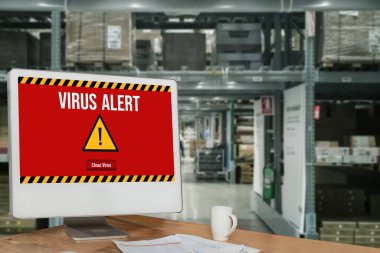 Bilgisayar ekranındaki virüs uyarısı mobil siber tehdit, hacker, bilgisayar virüsü ve kötü amaçlı yazılım tespit edildi