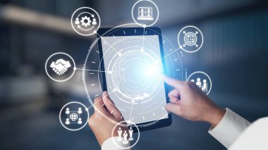 People networking and digital community with teamwork, partnership, collaboration and connection icons showing modern communication and relationship building. Gist