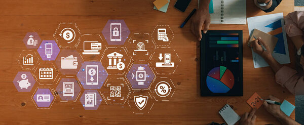 Online banking and digital banking innovation combining finance and technology, optimizing online banking systems, mobile banking services, and fintech for seamless experience. Entice