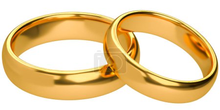 Photo for Illustration of two wedding gold rings isolated on white background. Unity concepts - Royalty Free Image