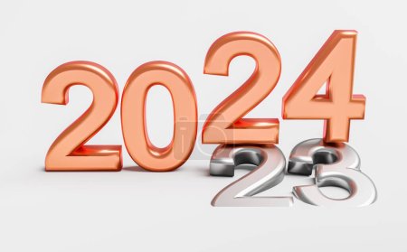 Photo for New year 2024 holiday concept. The number 2024 lies at 2023. 3d rendering - Royalty Free Image
