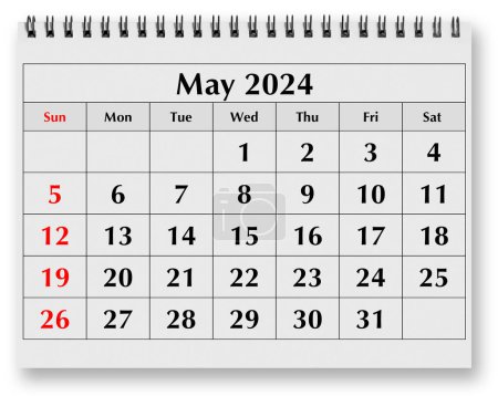 Photo for One page of the annual monthly calendar - month May 2024 - Royalty Free Image