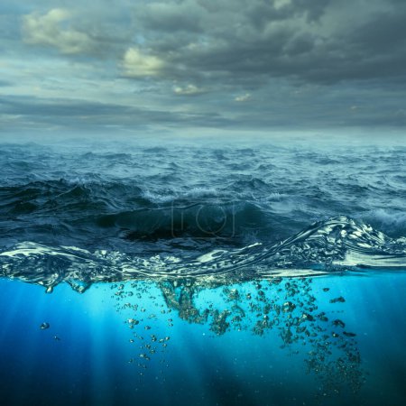 Photo for Deep underwater, abstract marine background. Tranquil view - Royalty Free Image