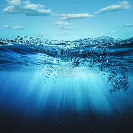 Photo for Deep underwater, abstract marine background. Tranquil view - Royalty Free Image