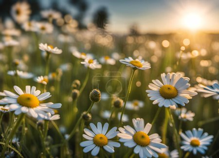 Photo for Summertime, Chamomile flowers on the summer meadow, natural backgrounds - Royalty Free Image