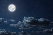 A backgrounds night sky with stars moon and clouds for Christmas Poster #625483142