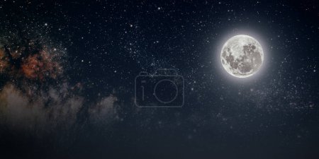 A backgrounds night sky with stars moon and clouds for ChristmasElements of this image furnished by NASA Poster 625483260