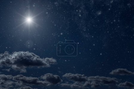 A backgrounds night sky with stars moon and clouds for Christmas Poster 625483864