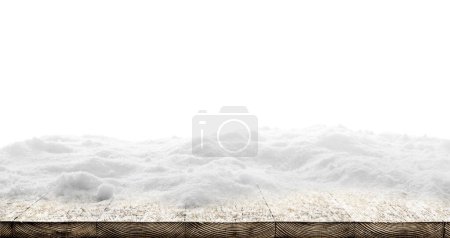 Téléchargez les photos : Fond de Noël d'hiver avec neige sur le bois - en image libre de droit