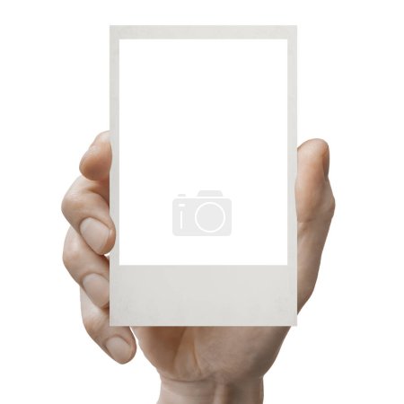 Polaroid-Karte leer in einer Hand auf den PNG-Hintergründen