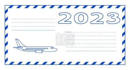 Illustration for Illustration of the airmail envelope with 2023 number New Year - Royalty Free Image
