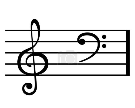 Illustration for Treble and bass clef symbols illustration - Royalty Free Image