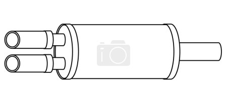 Illustration for Contour illustration of a car exhaust muffler - Royalty Free Image