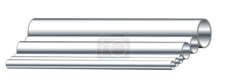 Illustration of various stainless steel pipes set