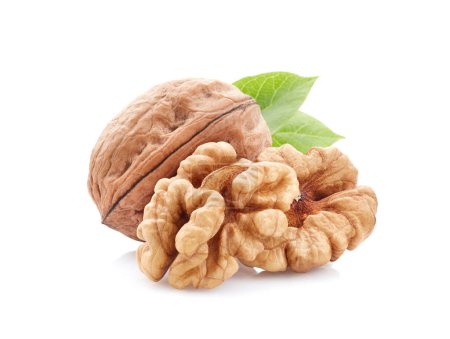 Walnuts kernel in closeup on white background-stock-photo