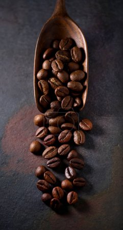 Photo for Coffee beans in closeup on graphite background - Royalty Free Image