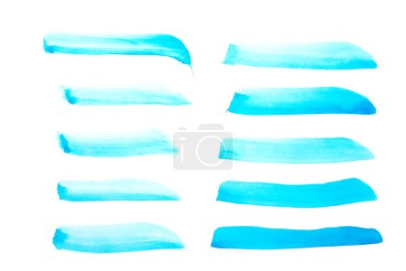 Foto de Acuarela. Pinceladas de tinta pintadas abstractas azules en papel acuarela. - Imagen libre de derechos