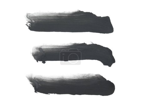 Photo for Black Watercolor. Abstract painted ink strokes set on watercolor paper. - Royalty Free Image