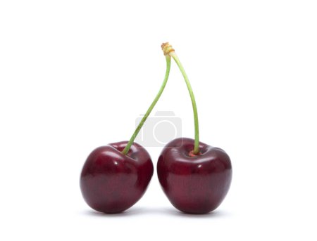Photo for Cherry isolated. Cherries on white background. Sour cherry on white. - Royalty Free Image