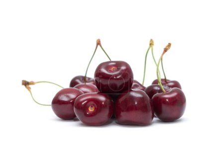 Photo for Cherry isolated. Cherries on white background. Sour cherry on white. - Royalty Free Image