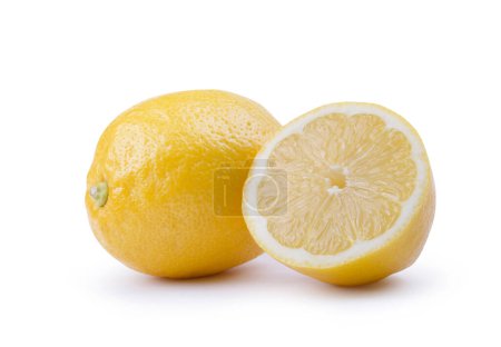 Photo for Lemons whole and cut isolated on white background - Royalty Free Image