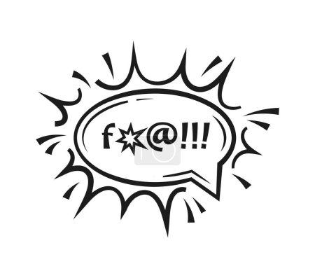 Comic swear speech bubble. Isolated vector bold, expressive typography in burst shape, conveying hate angry talk, aggressive expletive curse, profanity to emphasize emotions or dialogue within comics