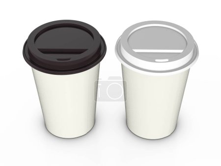 Photo for Paper coffee cups on a white background. 3d illustration. - Royalty Free Image