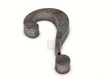 Photo for Rusty metal question symbol on a white background. 3d illustration. - Royalty Free Image